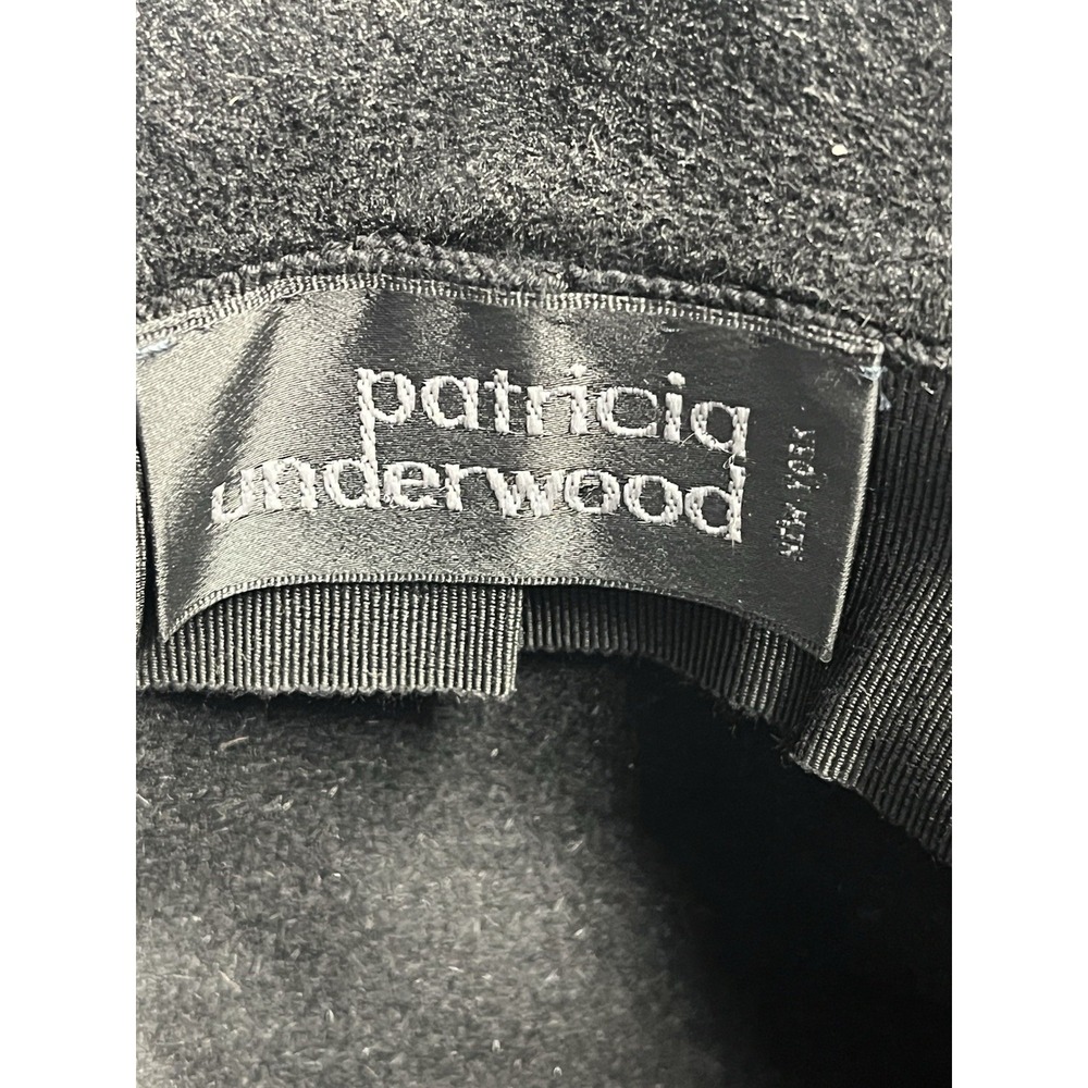 Patricia Underwood Black Wool Felt Hat Ribbon Bow Knot Floppy Cloche Bucket - Picture 11 of 12